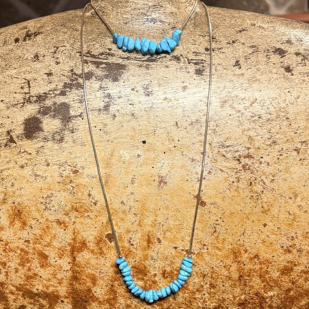 Liquid Sterling Silver & Turquoise Necklace & Bracelet Set by Silver Expressions